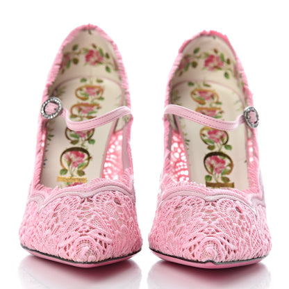 Gucci Lace Pizzo Venice Pumps 37 Sugar Pink 2 of 8