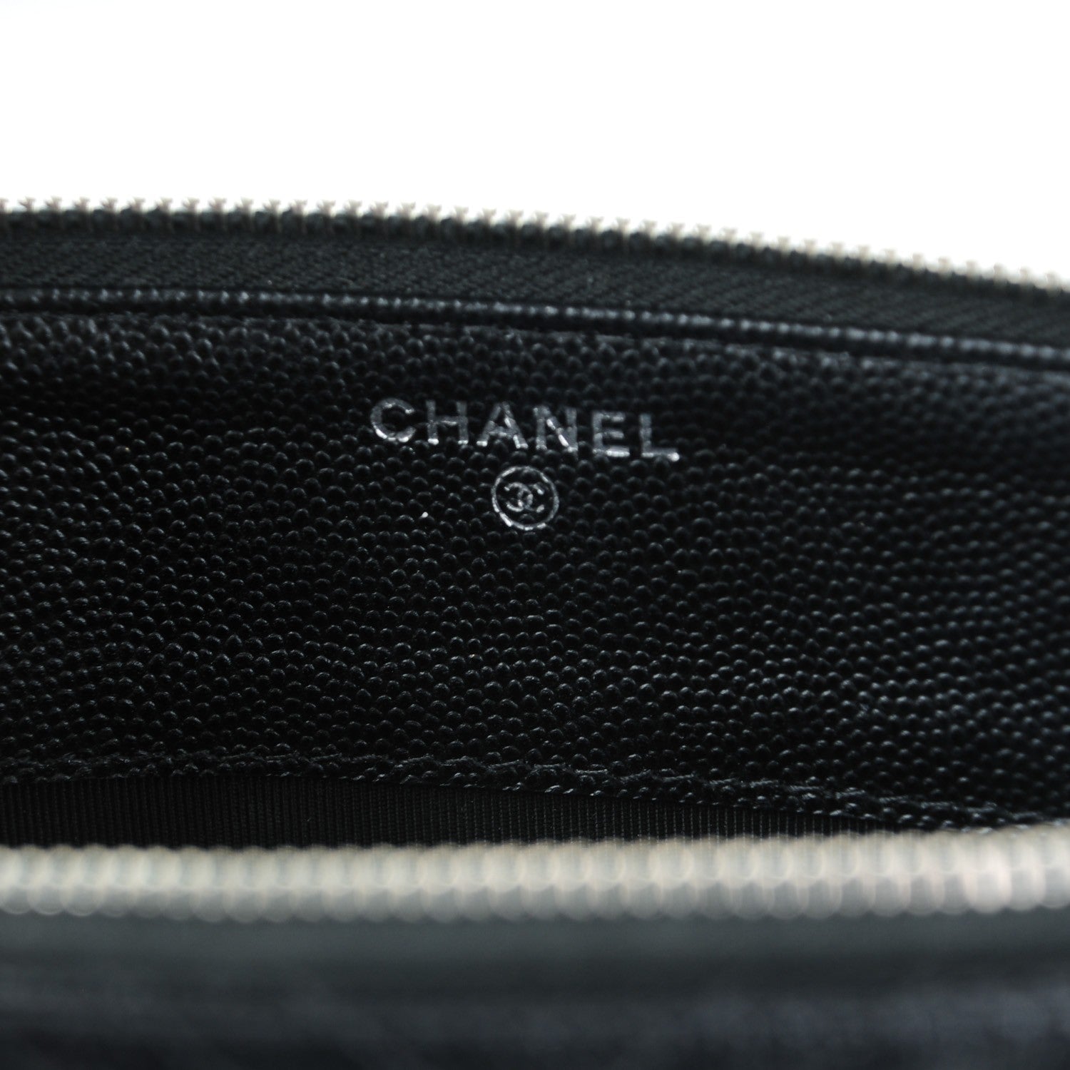 Chanel Caviar Chevron Quilted Large Zipped Clutch Black 6 of 8