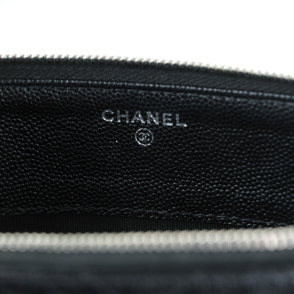 Chanel Caviar Chevron Quilted Large Zipped Clutch Black 6 of 8