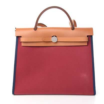 Hermes Vache Hunter Toile Herbag Zip 31 PM Rubis Bleu De Malte 2 of 10