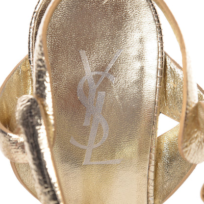Saint Laurent Metallic Crackled Calfskin Tribute 75 Platform Sandals 37.5 Black Gold 8 of 8