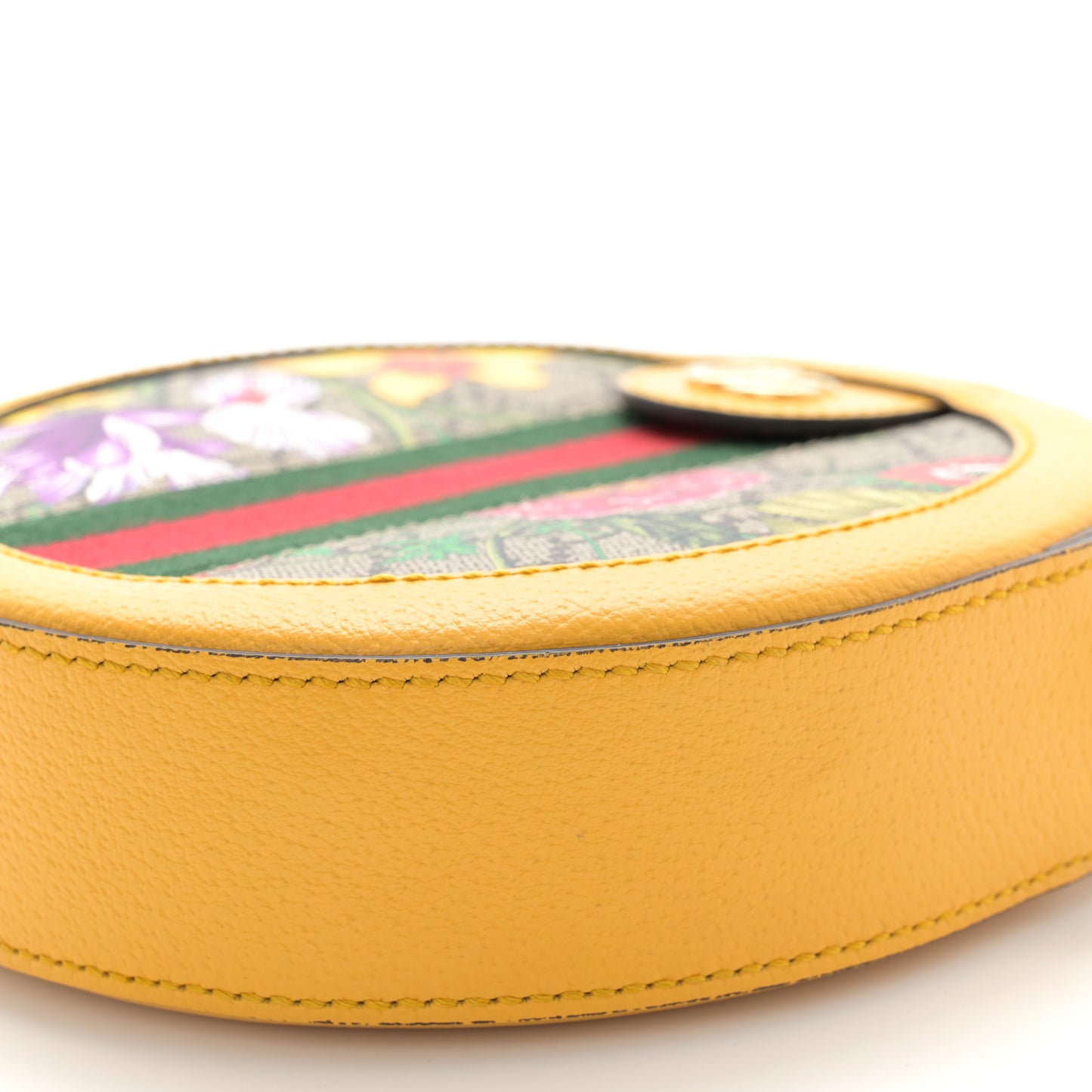 GG Supreme Monogram Flora Web Mini Ophidia Round Shoulder Bag Beige Multicolor Crop