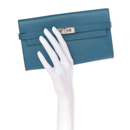 Hermes Epsom Kelly Longue Wallet Bleu Izmir 2 of 8