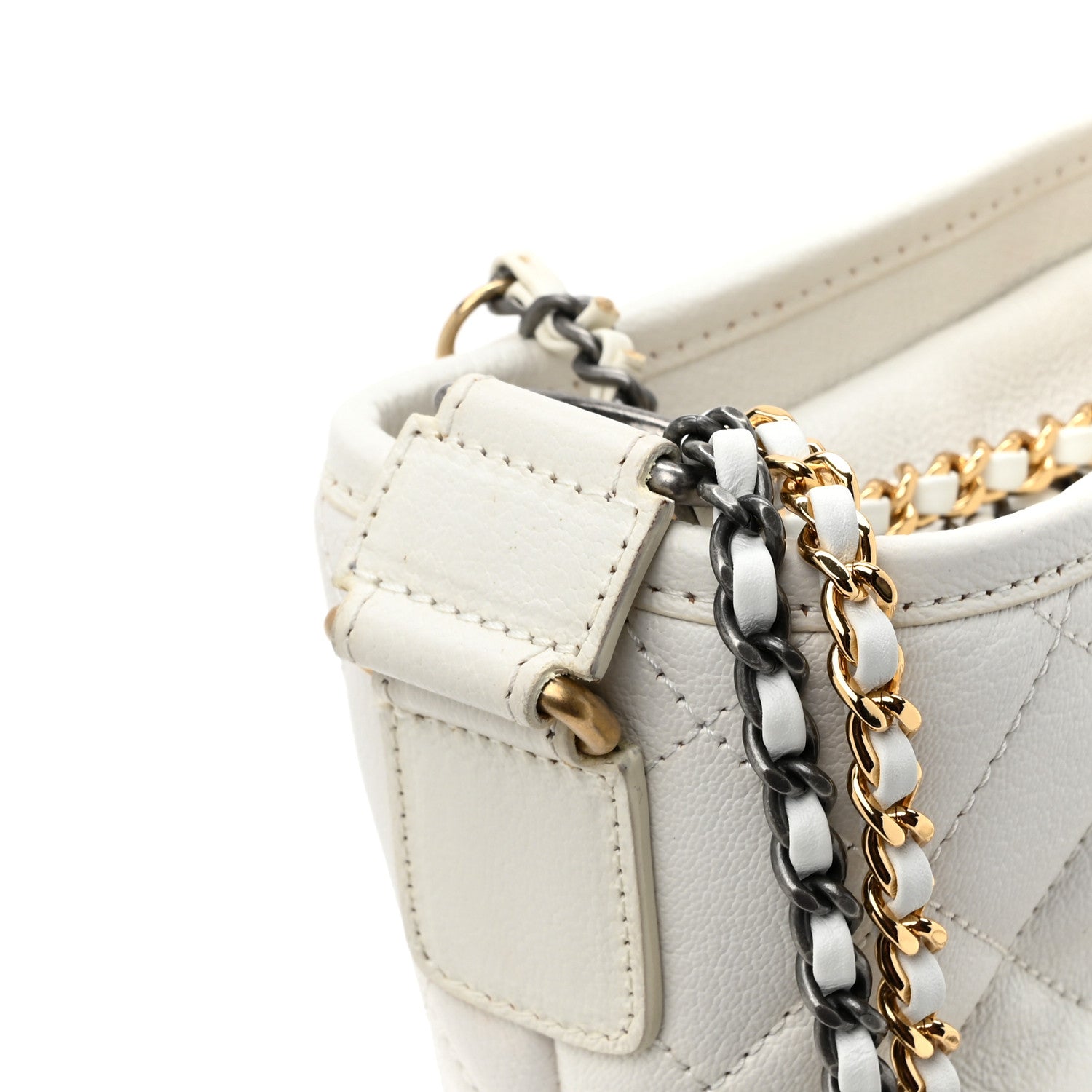 Chanel Patent Goatskin Quilted Medium Gabrielle Hobo White 11 of 11