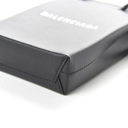 Balenciaga Squared Calfskin Logo Shopping Phone Holder Bag Black 7 of 9
