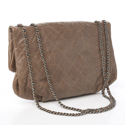 Chanel Grained Calfskin Quilted Medium Elastic Flap Taupe 2 of 9