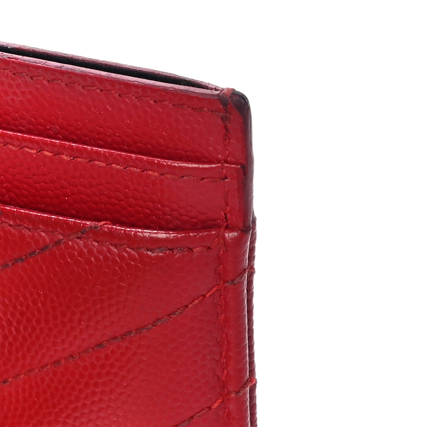 Grain De Poudre Matelasse Chevron Monogram Credit Card Case New Red