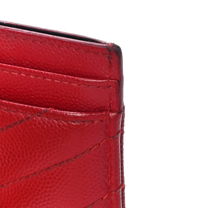 Saint Laurent Grain De Poudre Matelasse Chevron Monogram Credit Card Case New Red 14 of 18