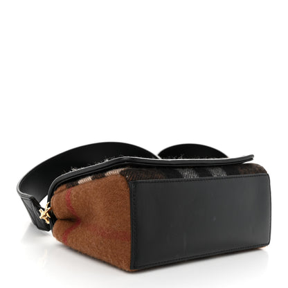 Burberry Cashmere Hackberry Check Note Medium Crossbody Bag Brown 4 of 9