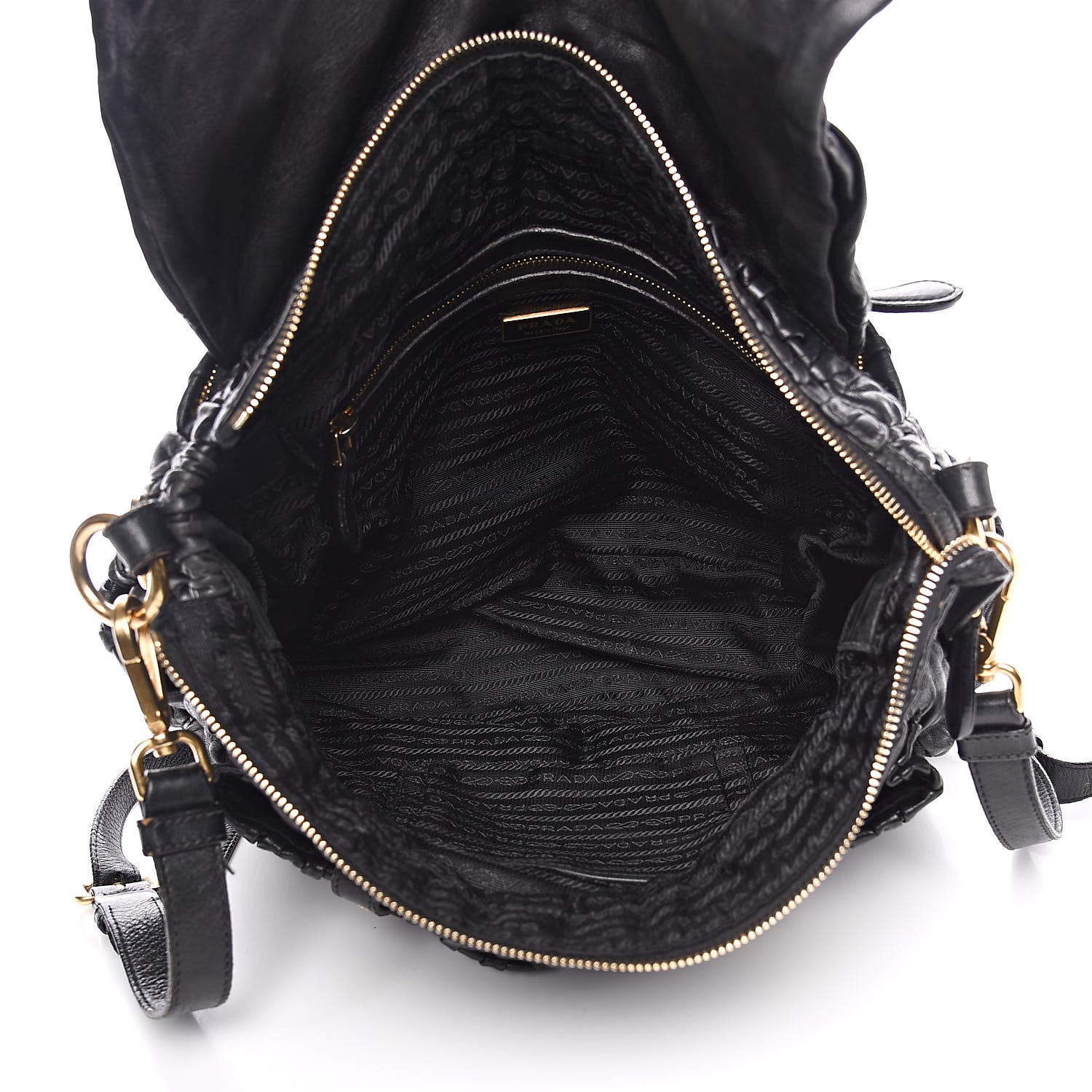 Prada Nappa Gaufre Messenger Tote Black 5 of 15