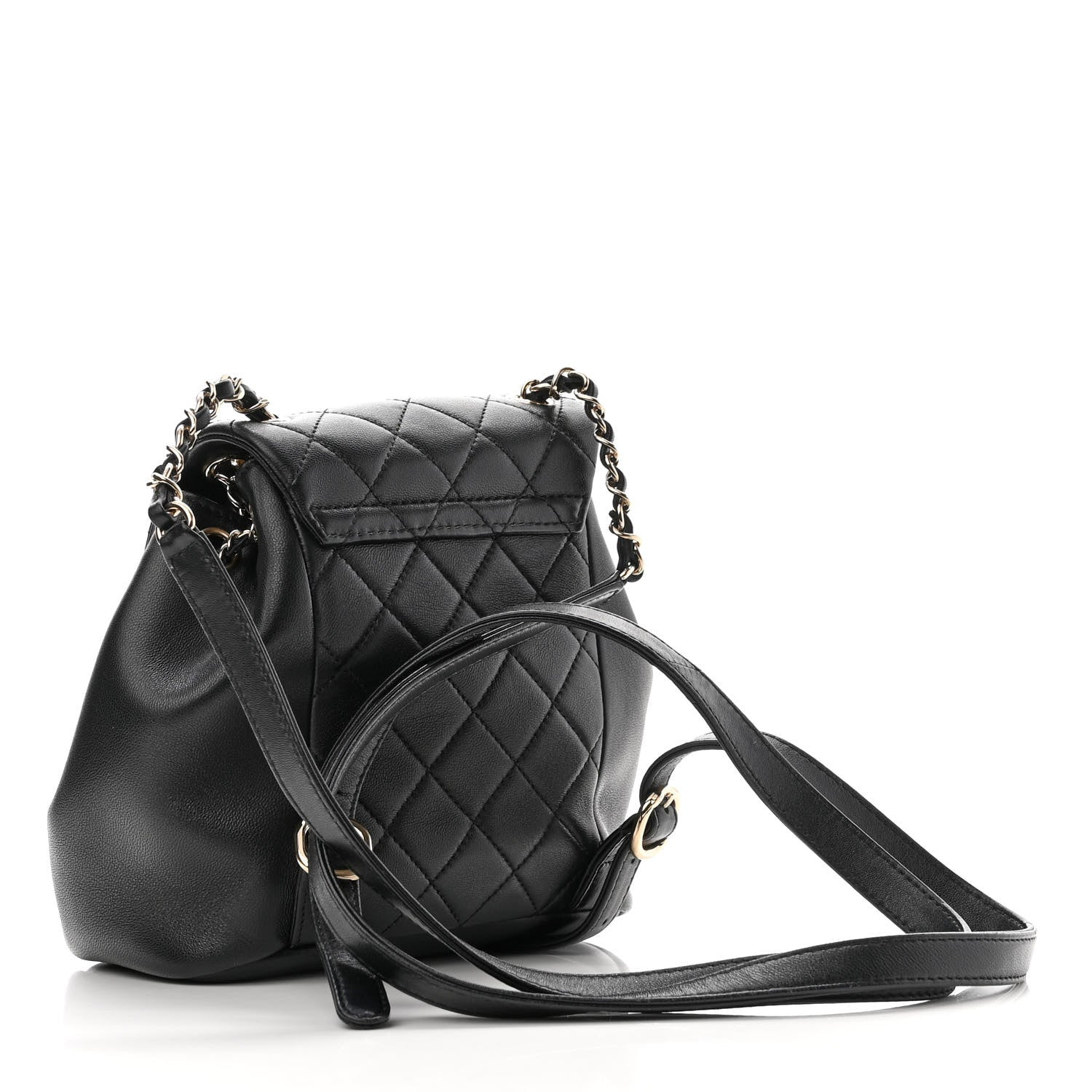 Chanel Lambskin Quilted Small Duma Drawstring Backpack Black 3 of 11