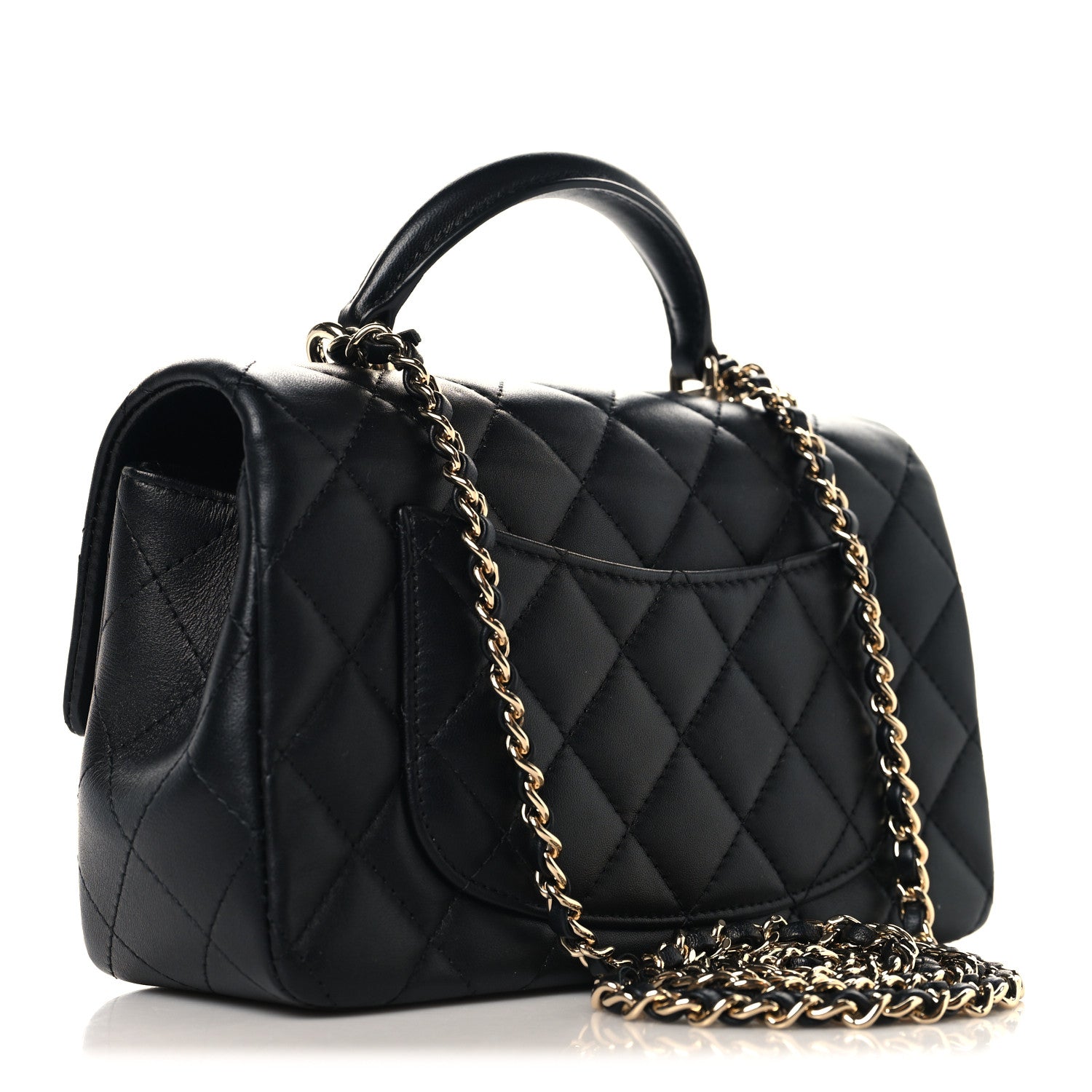 Chanel Lambskin Quilted Mini Top Handle Rectangular Flap Black 3 of 10