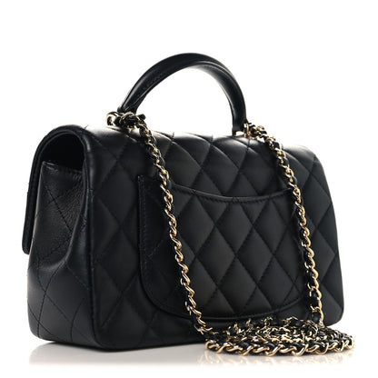 Chanel Lambskin Quilted Mini Top Handle Rectangular Flap Black 3 of 10