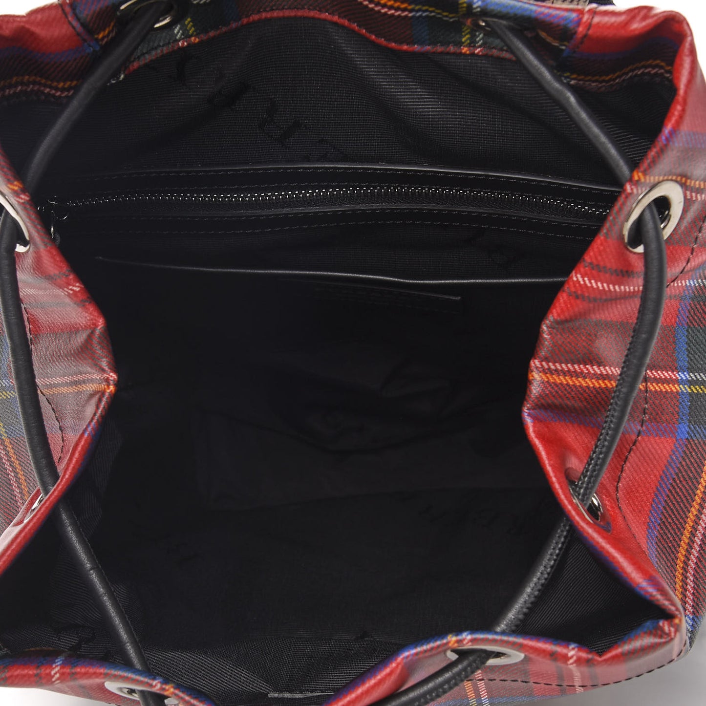 Laminated Tartan Patchwork Rucksack Backpack Military Red