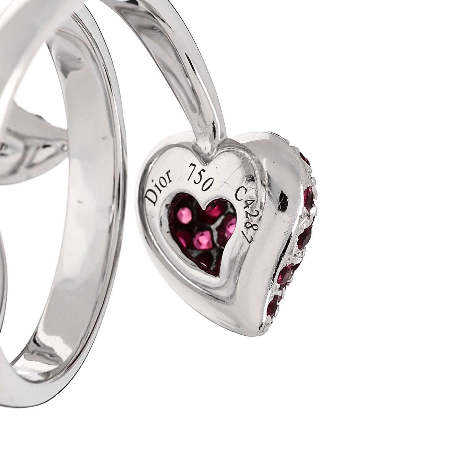 Christian Dior 18K White Gold Diamond Ruby Bague Diablotine Ring 53 6.25 4 of 4