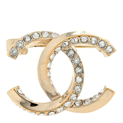 Chanel Metal Crystal CC Brooch Gold 1 of 3