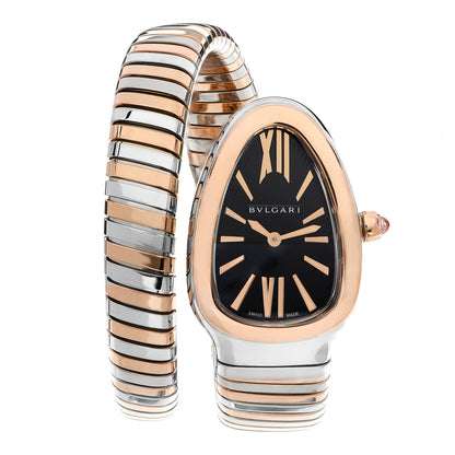Bulgari Stainless Steel 18K Rose Gold 35mm Serpenti Tubogas Quartz Watch Black 1 of 5