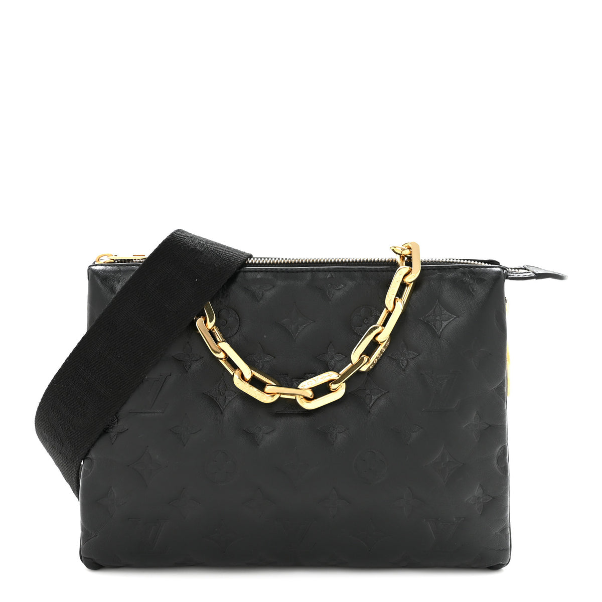 Lambskin Embossed Monogram Coussin PM Black