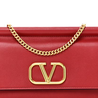 Valentino Garavani Calfskin VLogo Chain Shoulder Bag  Rouge Pur 7 of 9