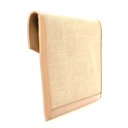 Saint Laurent Micro Raffia Uptown Pouch Natural Hay Blush 3 of 8