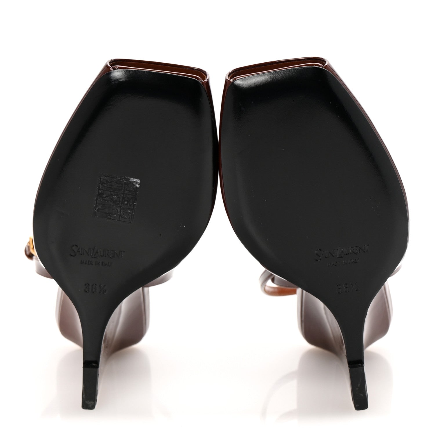 Saint Laurent Patent Calfskin La Scandale Wedges 38.5 Fluffy Chataigne 6 of 11