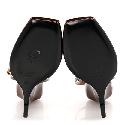 Saint Laurent Patent Calfskin La Scandale Wedges 38.5 Fluffy Chataigne 6 of 11
