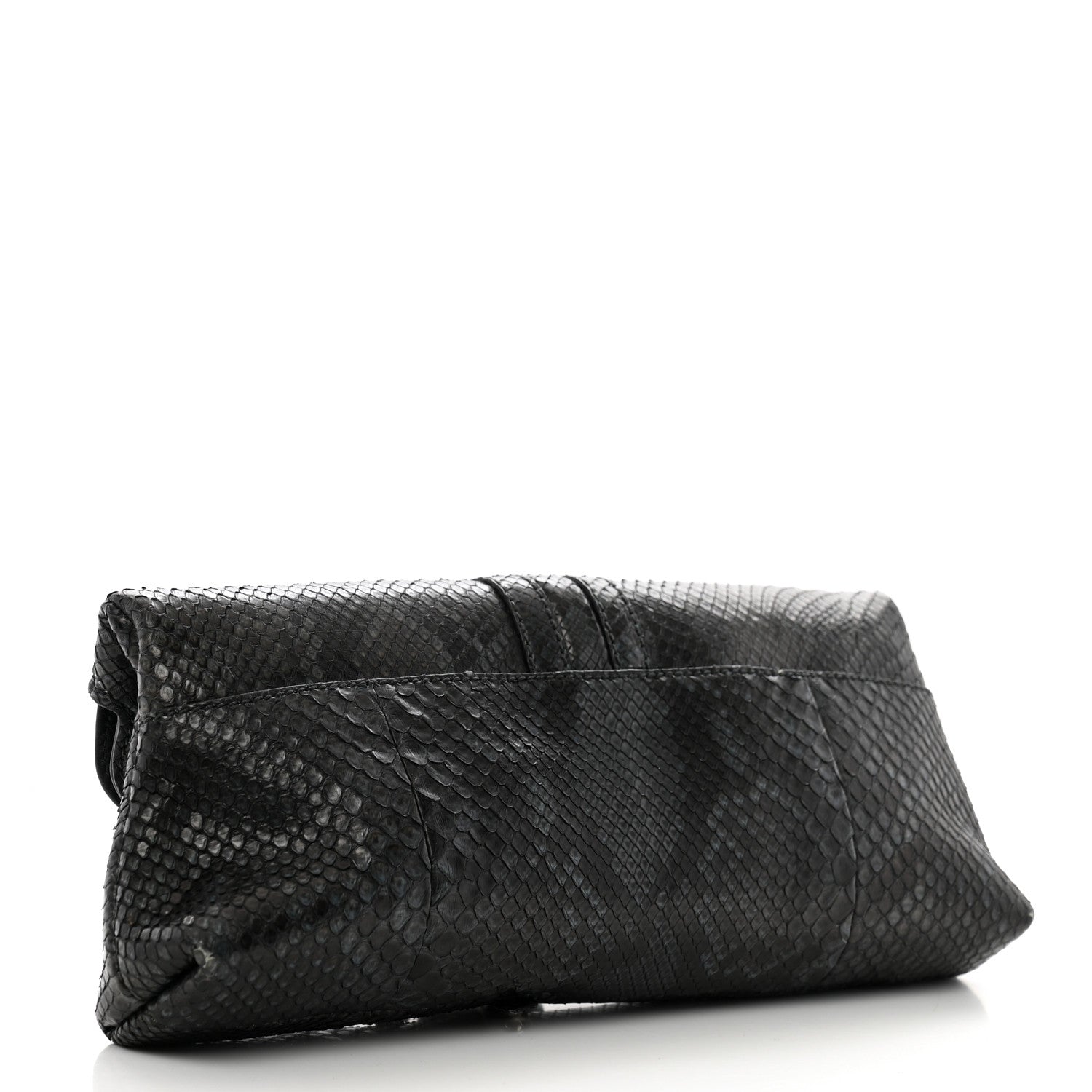 Gucci Snakeskin Bamboo Croisette Clutch Black Blue 4 of 10