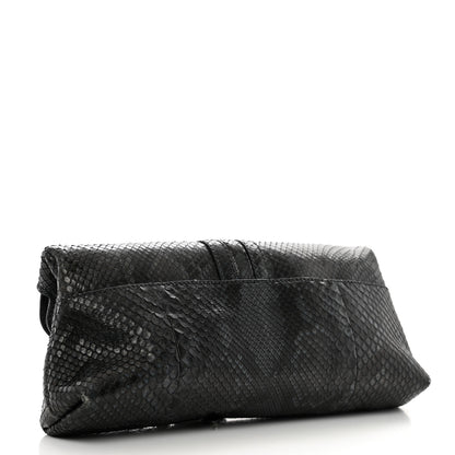 Gucci Snakeskin Bamboo Croisette Clutch Black Blue 4 of 10