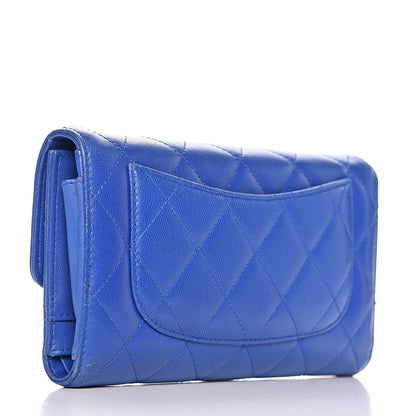 Chanel Lambskin Quilted Large Flap Wallet Blue 3 of 13