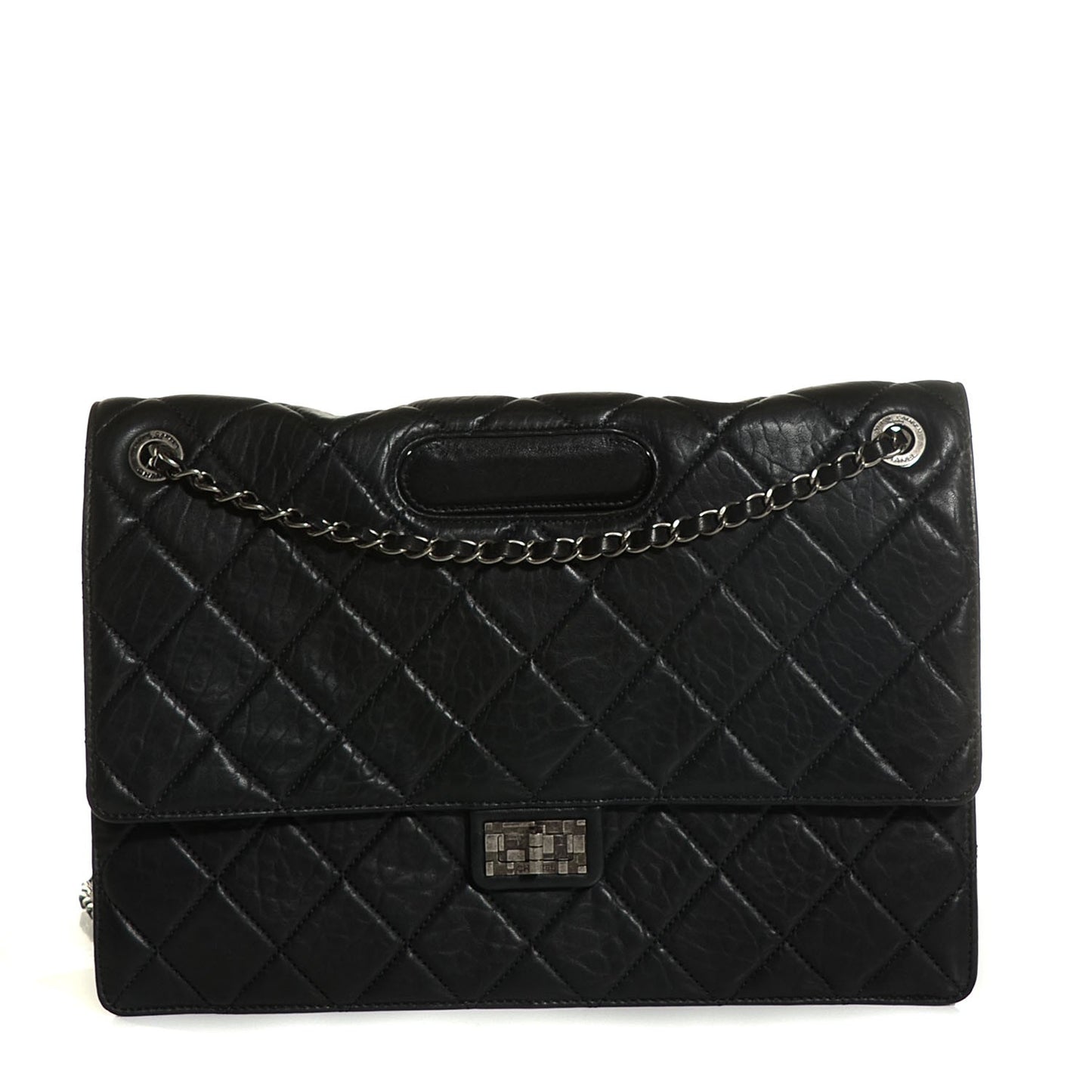 Washed Lambskin Maxi Take Away Flap Bag Black