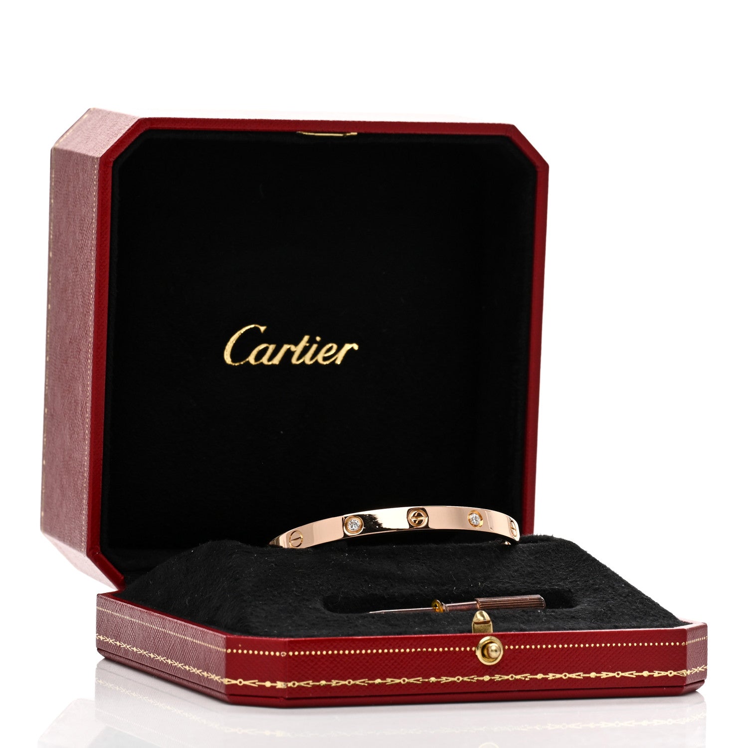 Cartier 18K Pink Gold 4 Diamond LOVE Bracelet 18 5 of 5