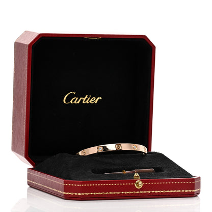 Cartier 18K Pink Gold 4 Diamond LOVE Bracelet 18 5 of 5