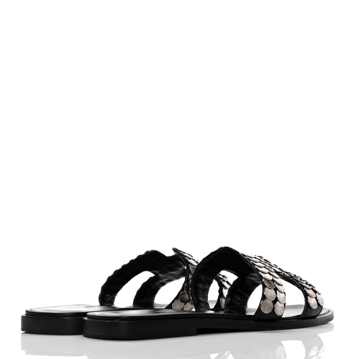 Hermes Box Clou De Selle Oran Sandals 36.5 Black 4 of 10