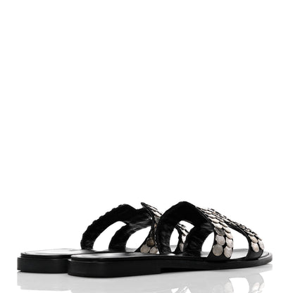 Hermes Box Clou De Selle Oran Sandals 36.5 Black 4 of 10