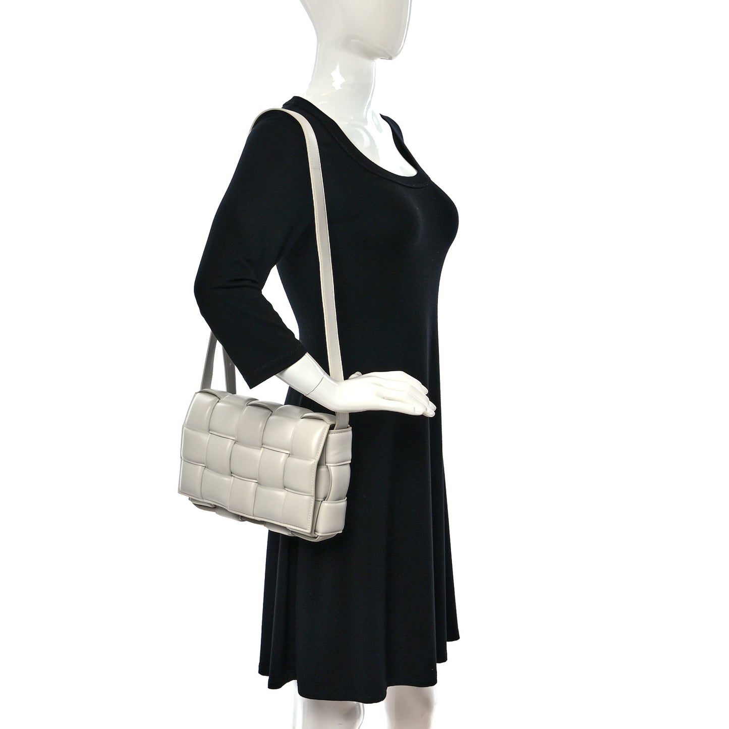 Nappa Maxi Intreccio Padded Cassette Crossbody Bag Chalk