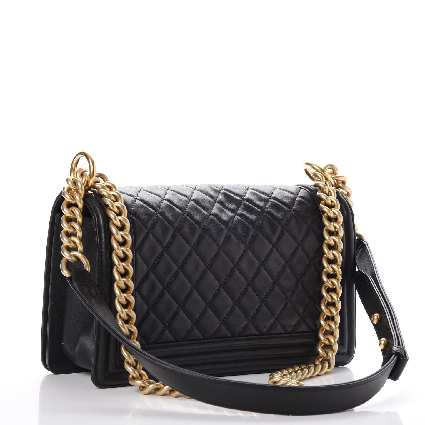 Lambskin Quilted Medium Boy Flap Black