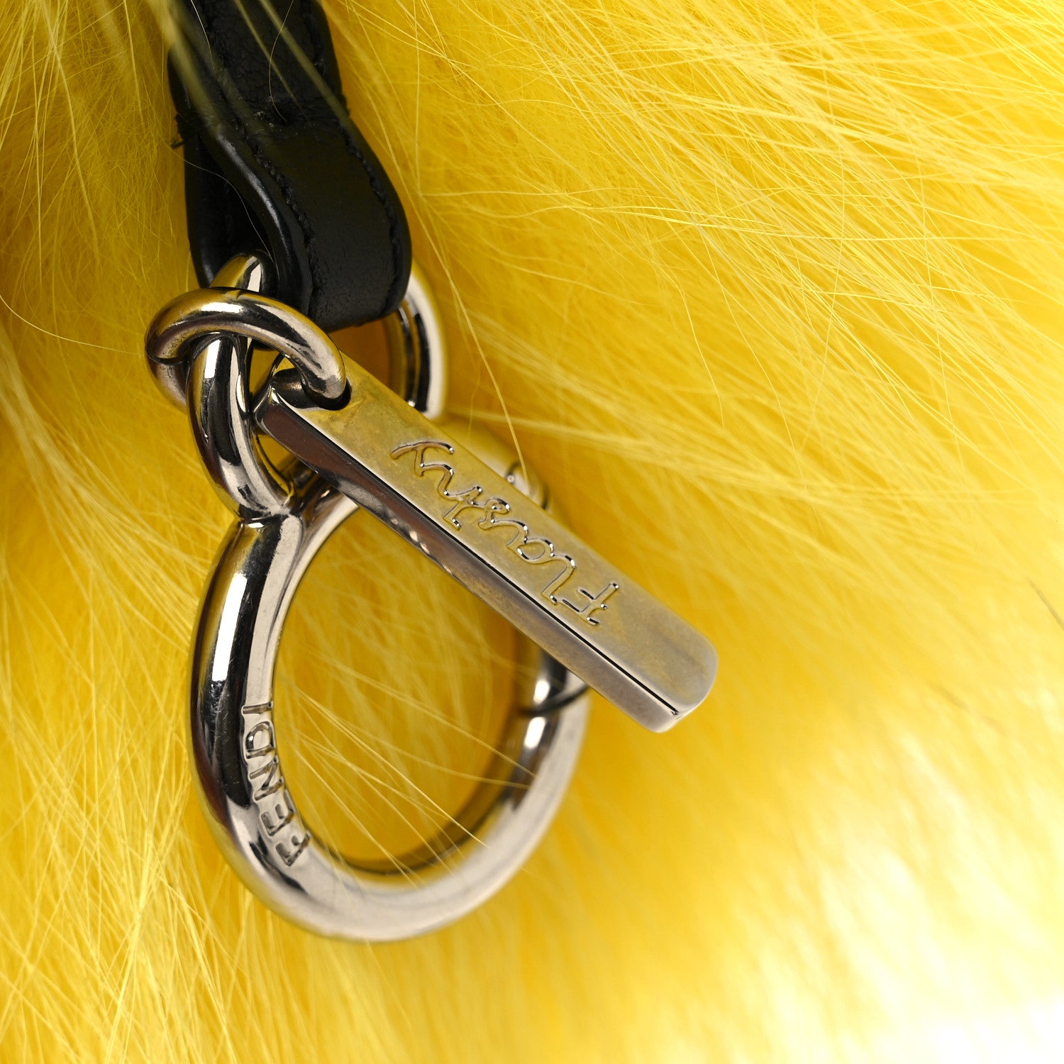 Fendi Fox Mink Rabbit Fur Vitello Dolce Flashy Monster Bag Bug Charm Giallo Fluo Multicolor 3 of 4