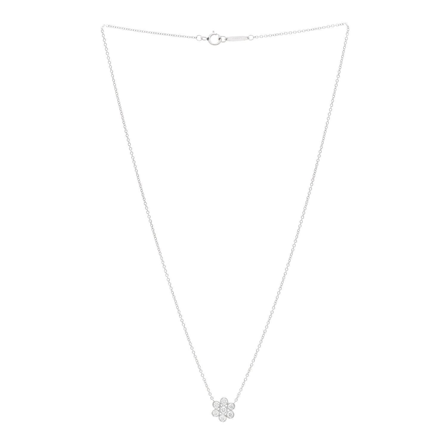 Tiffany Platinum Diamond Small Enchant Flower Pendant Necklace 3 of 4