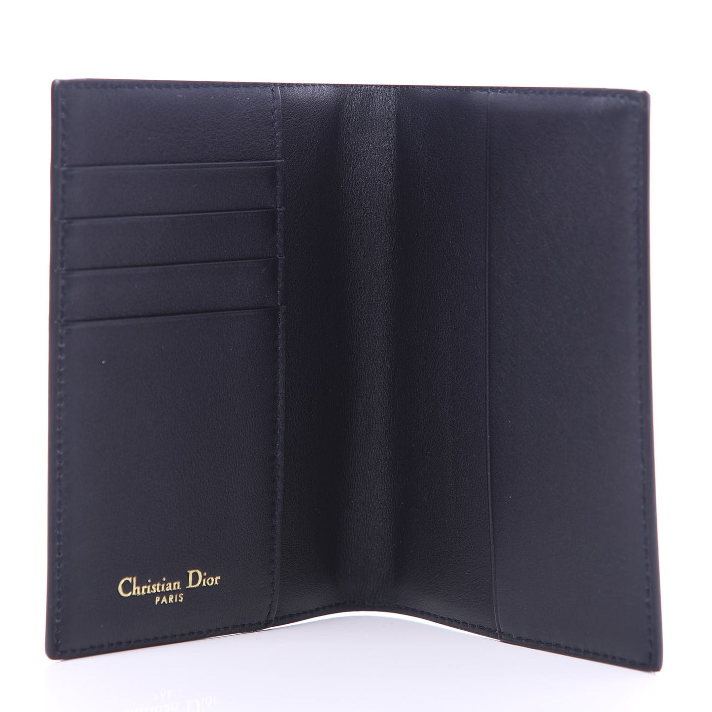 Calfskin Oblique Passport Holder Blue
