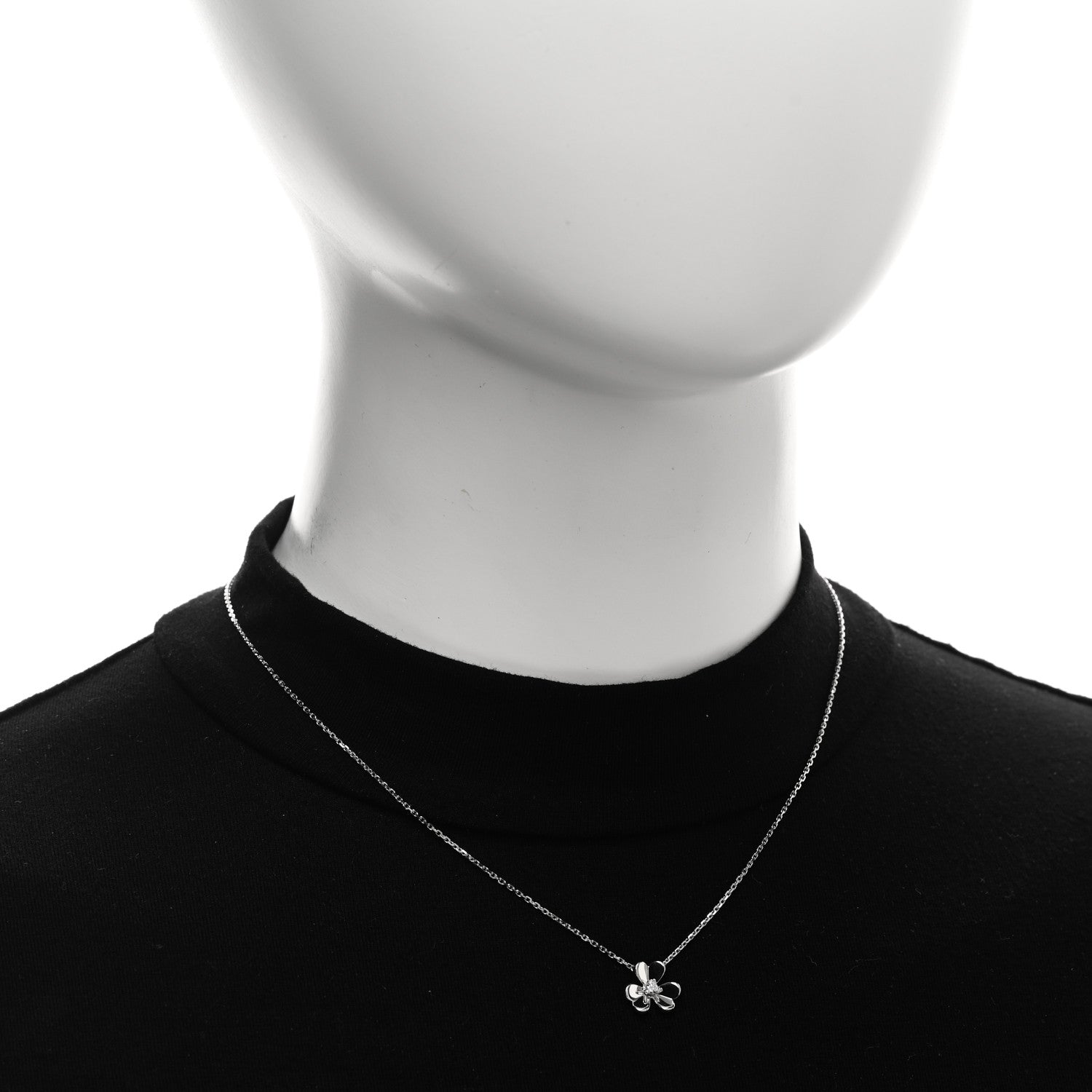 Van Cleef & Arpels 18K White Gold Diamond Mini Frivole Pendant Necklace 2 of 5