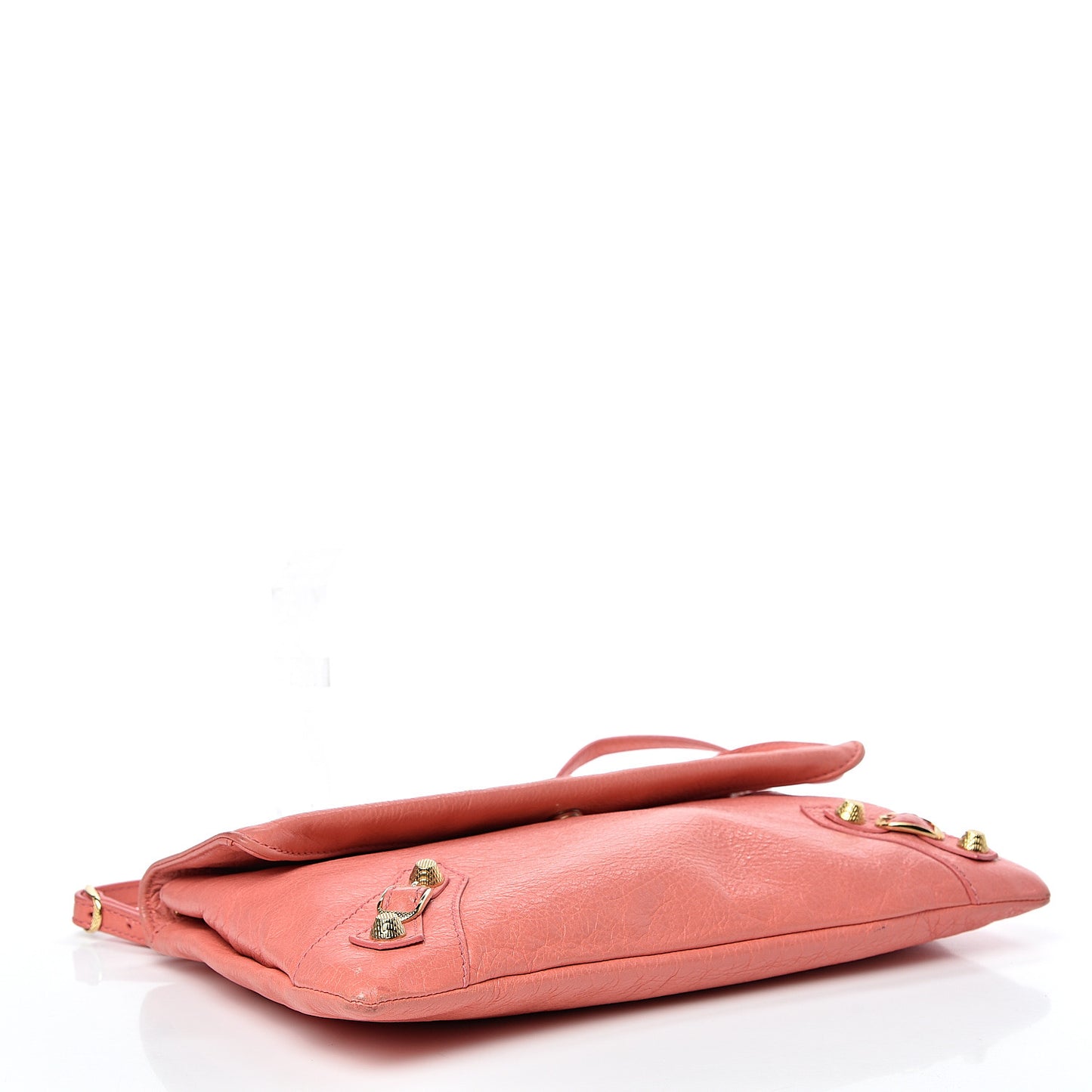 Agneau Giant 12 Gold Hardware Envelope Strap Clutch Rose Azalee