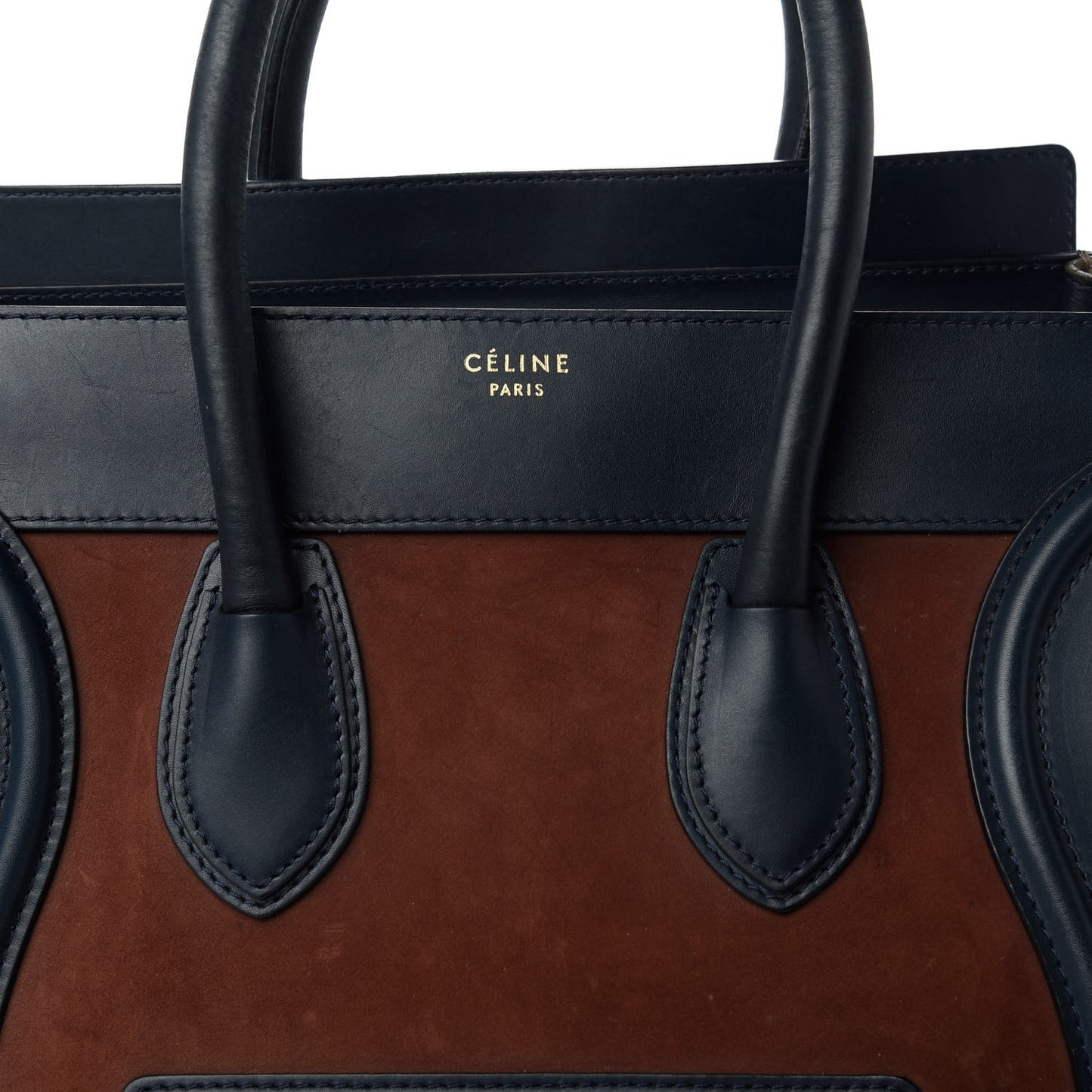 Nubuck Smooth Calfskin Mini Tri-Color Luggage Marron