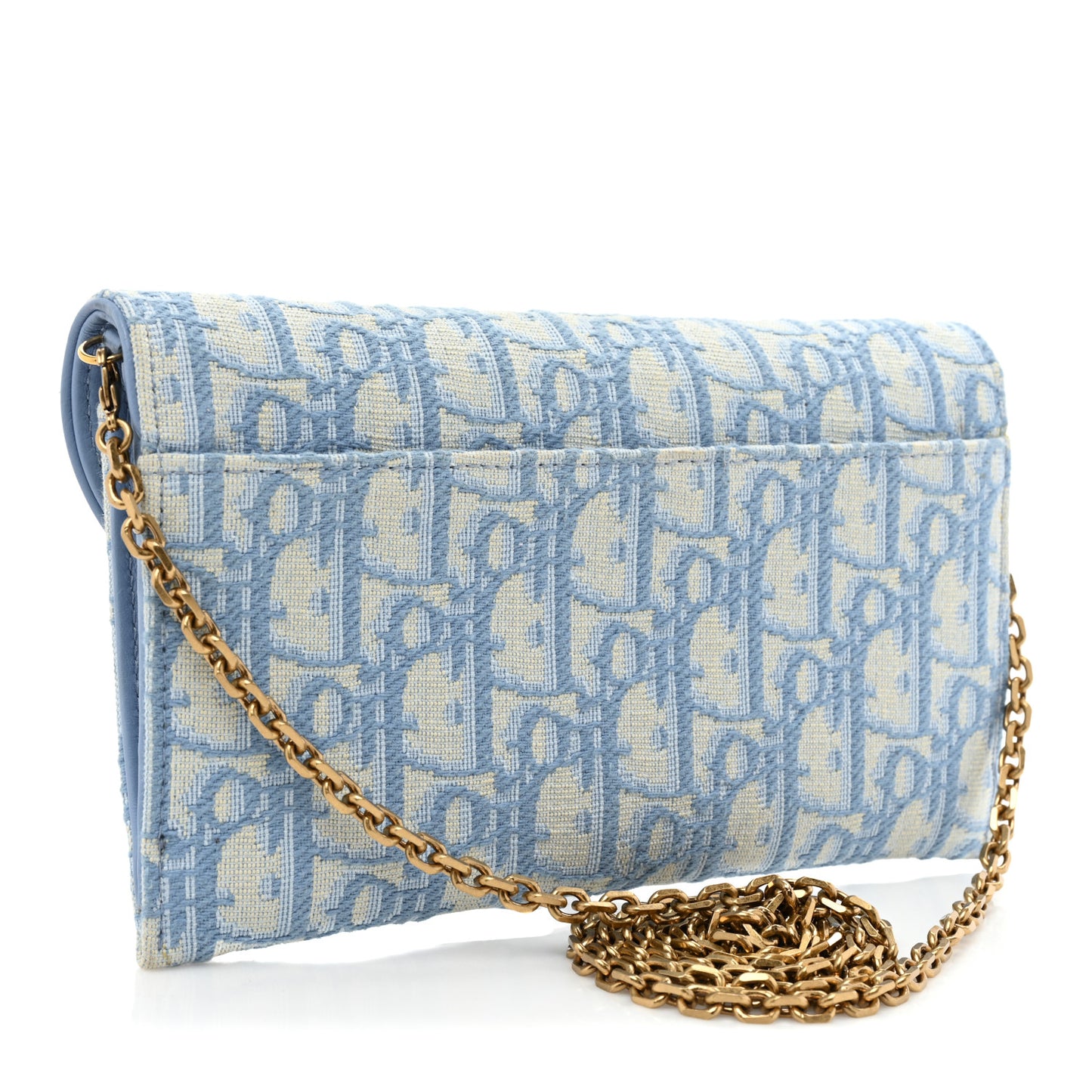 Oblique Saddle Chain Long Wallet Cornflower Blue