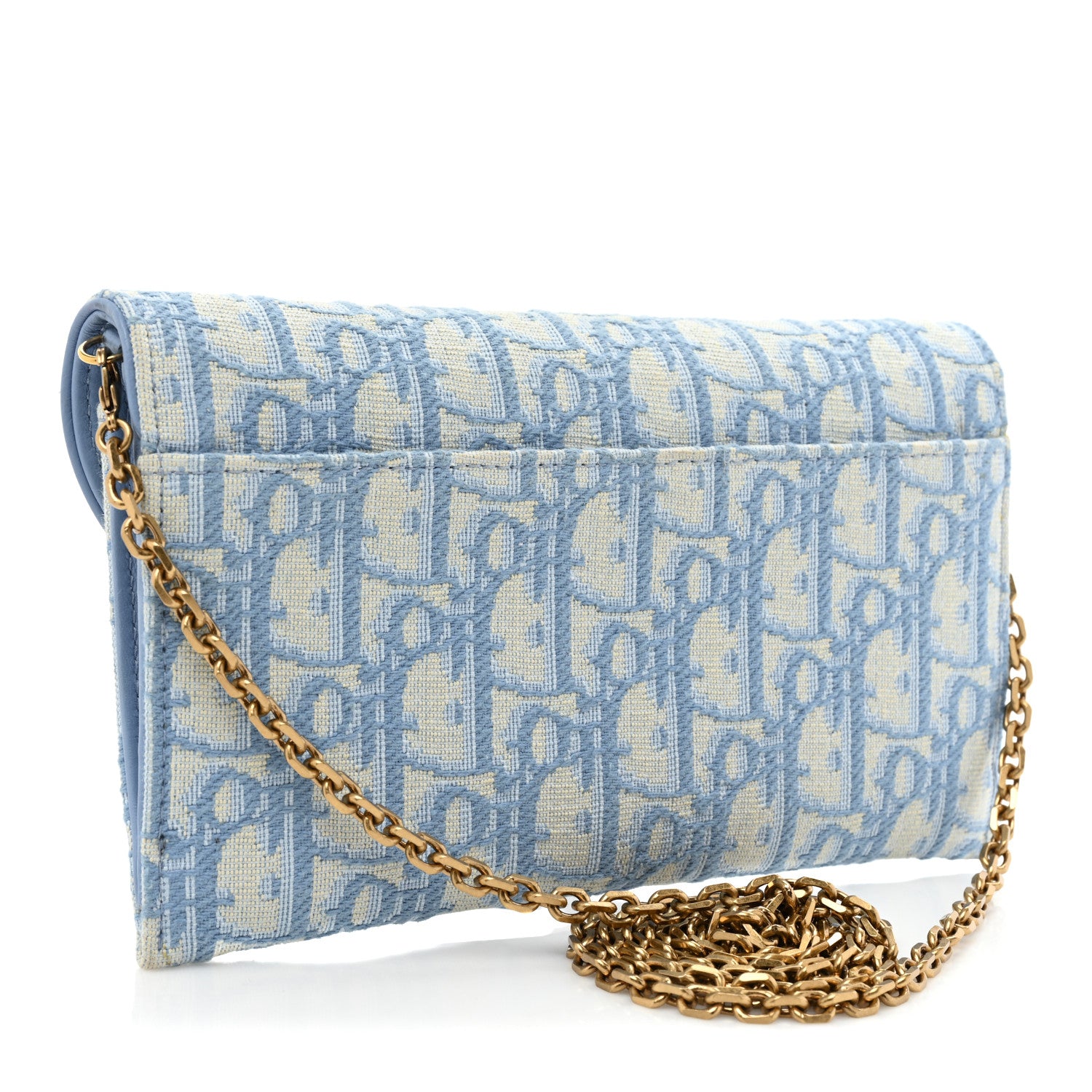 Christian Dior Oblique Saddle Chain Long Wallet Cornflower Blue 4 of 20
