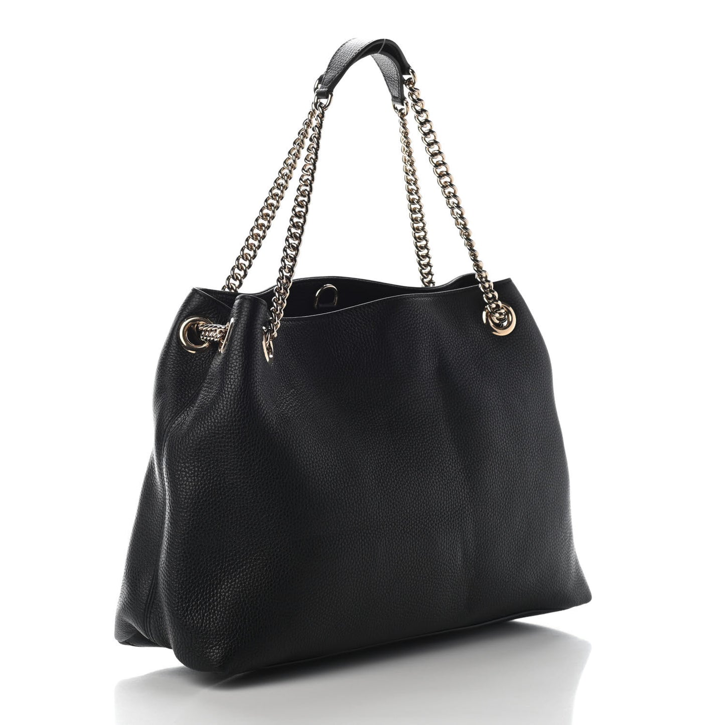 Pebbled Calfskin Medium Soho Chain Shoulder Bag Black