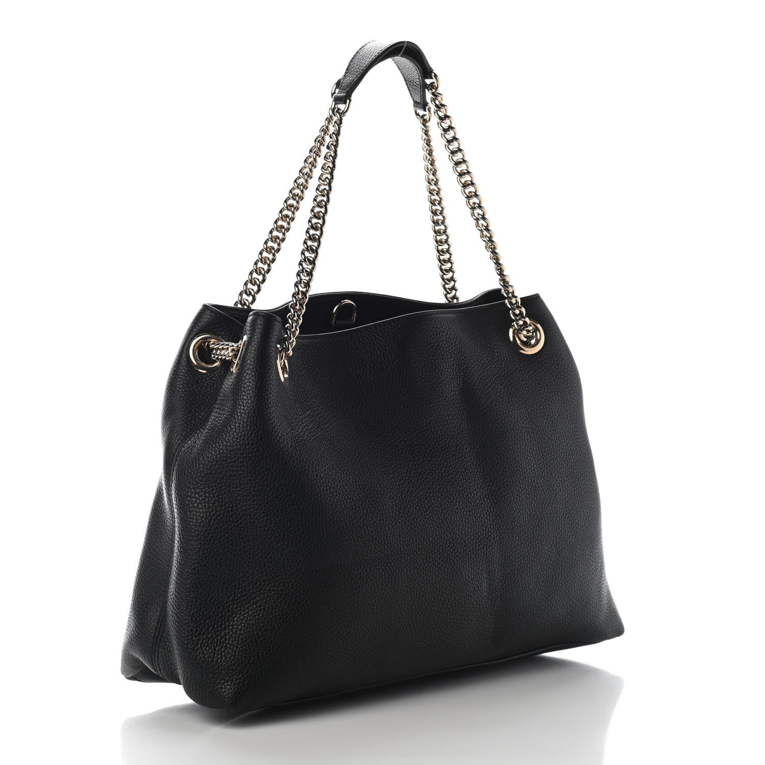 Gucci Pebbled Calfskin Medium Soho Chain Shoulder Bag Black 3 of 9