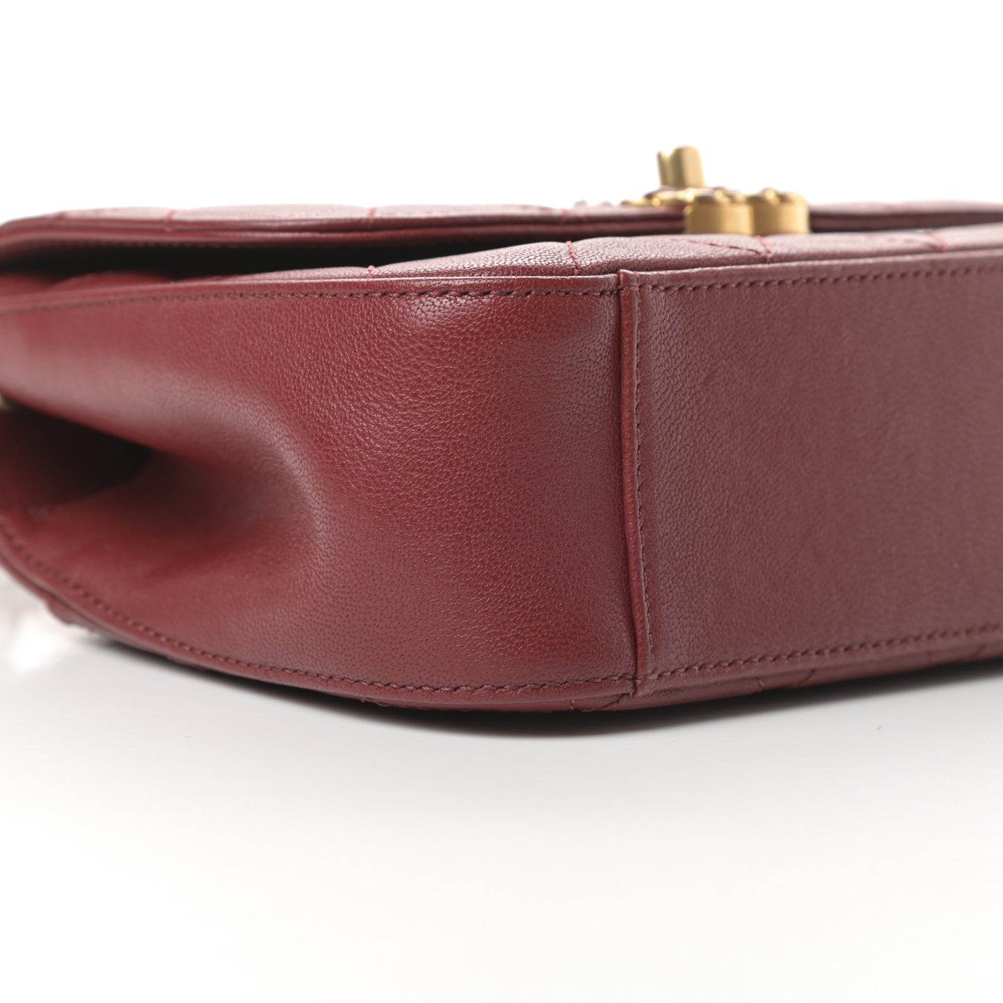 Lambskin Quilted Small Chain Infinity Top Handle Flap Burgundy