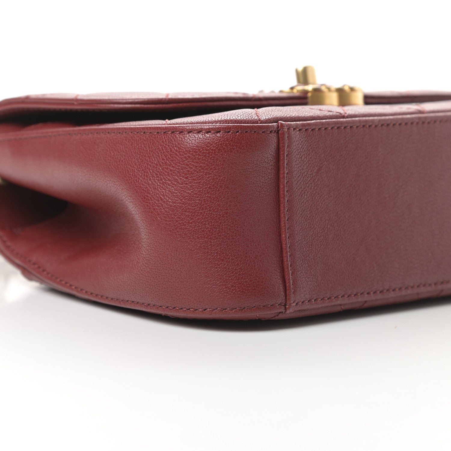 Chanel Lambskin Quilted Small Chain Infinity Top Handle Flap Burgundy 9 of 11