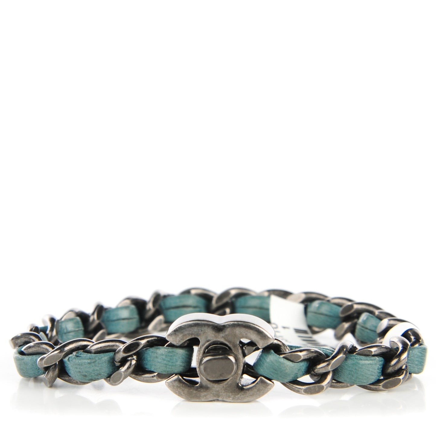 Lambskin CC Turnlock Chain Bracelet Turquoise
