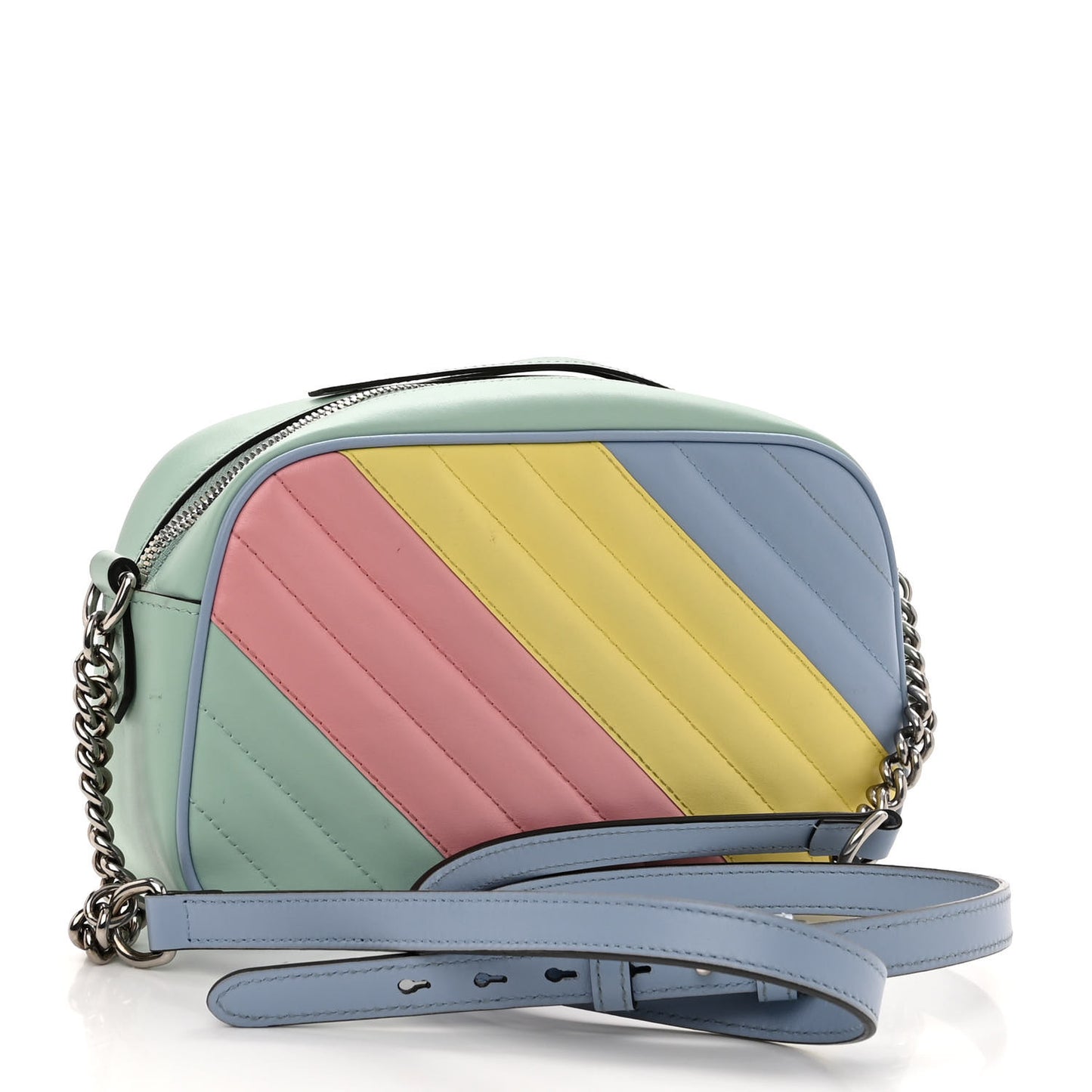 Calfskin Matelasse Diagonal Small GG Marmont Chain Shoulder Bag Multicolor Pastel
